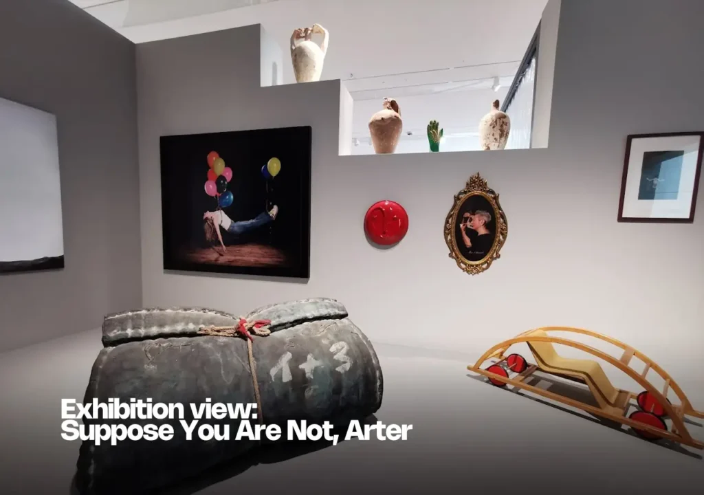 An exhibition view of "Suppose You Are Not" at Arter, featuring contemporary installations and artworks.